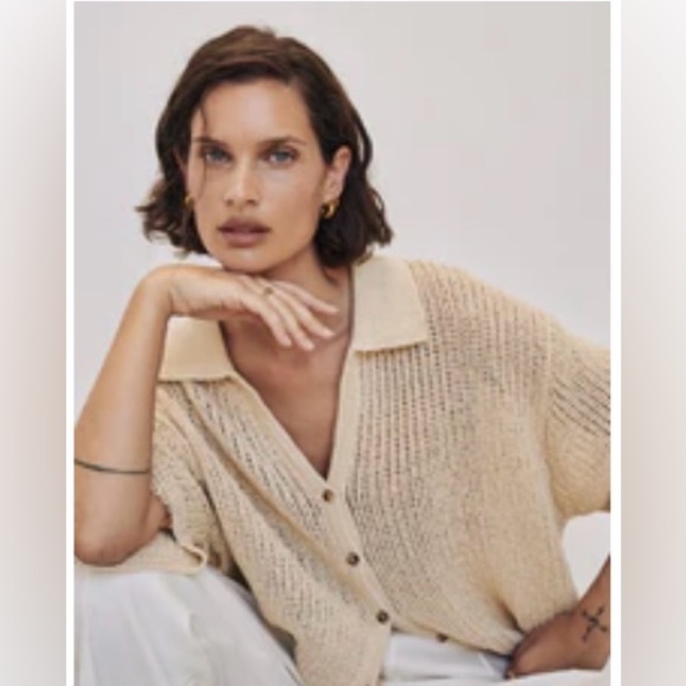 DISSH Cream Button-Down Knit Shirt